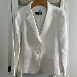 Talbots Sz 8 100% linen white single button blazer
